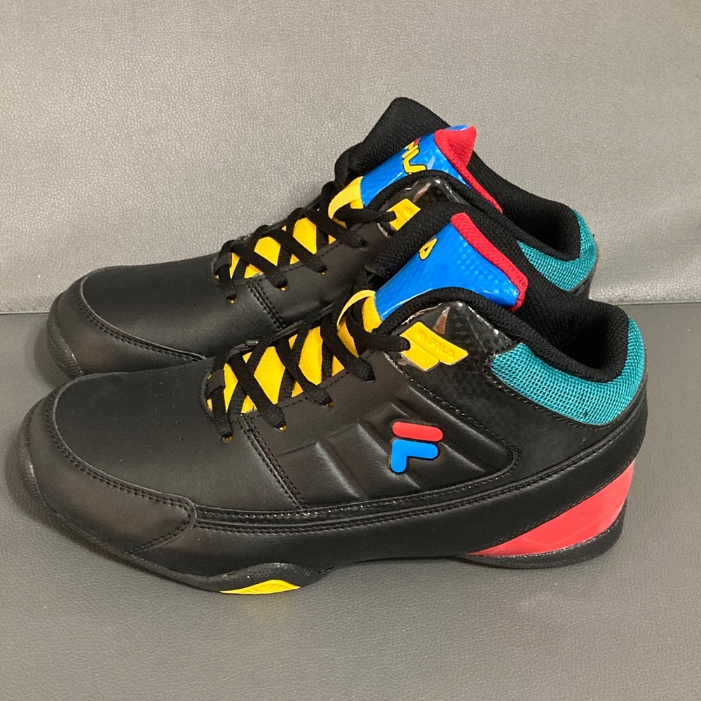 Fila Black High-Tops with Red, Blue, and Yellow Details - Picture 2 of 7